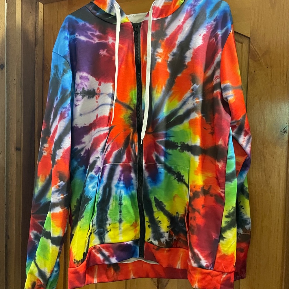 Vibrant Rainbow Tie-Dye Zip Hoodie
